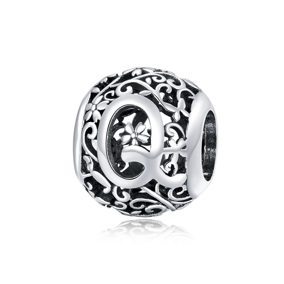 Openwork Flower Letter Q Charm - PANDORA Style - SCC1444-Q