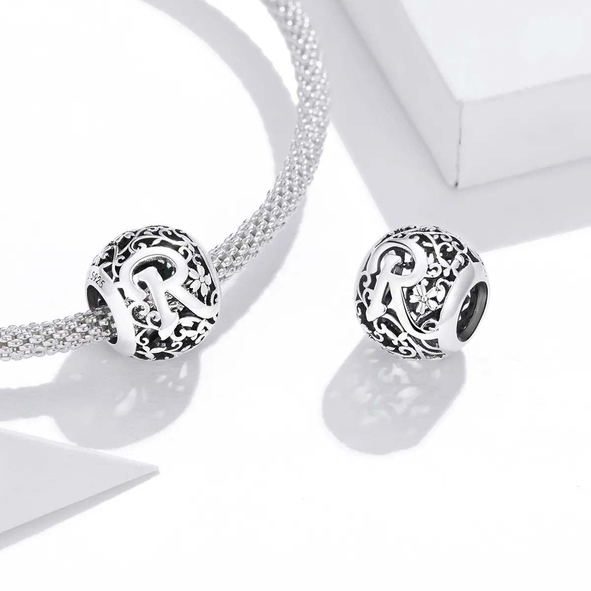 Openwork Flower Letter R Charm - PANDORA Style - SCC1444-R