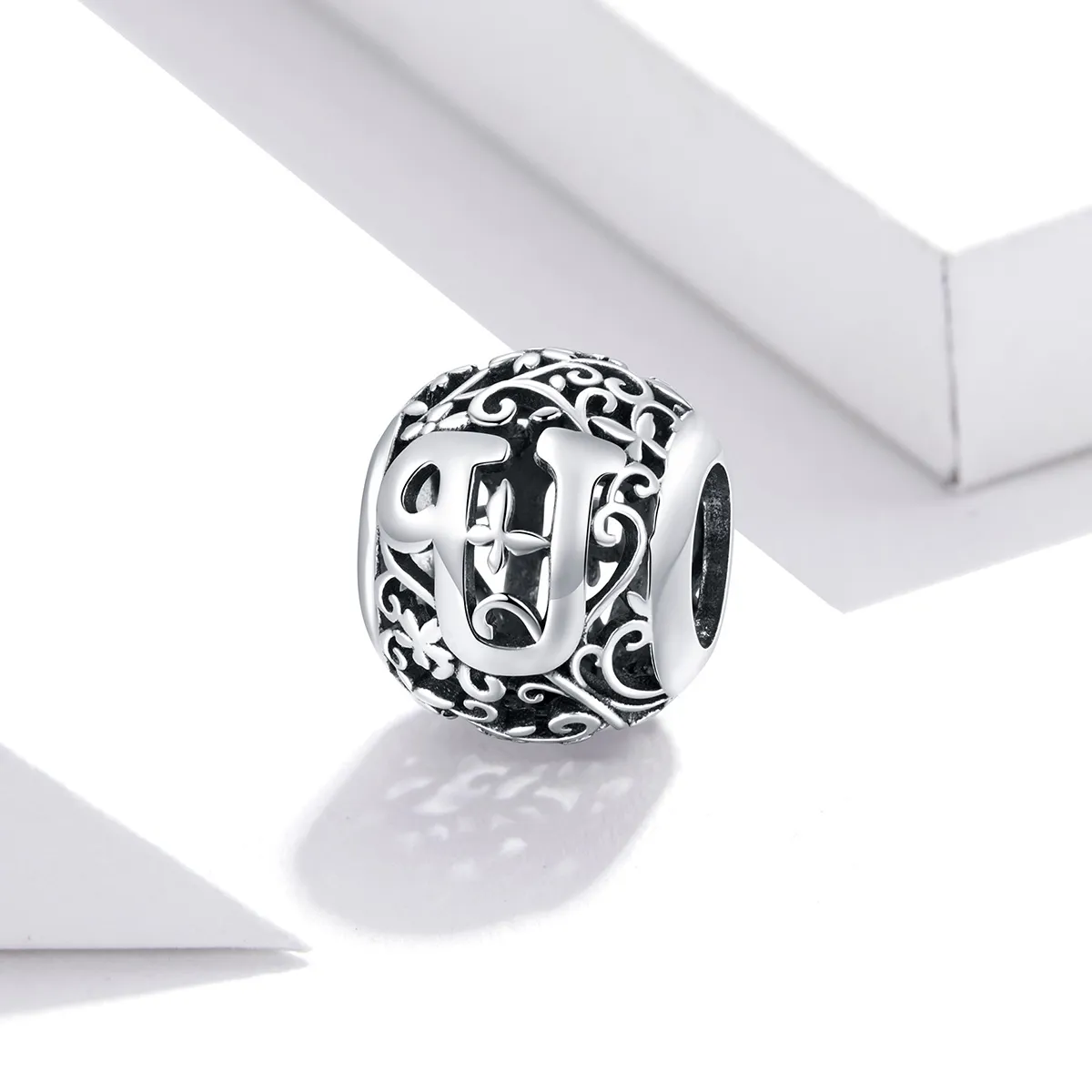 Openwork Flower Letter U Charm - PANDORA Style - SCC1444-U