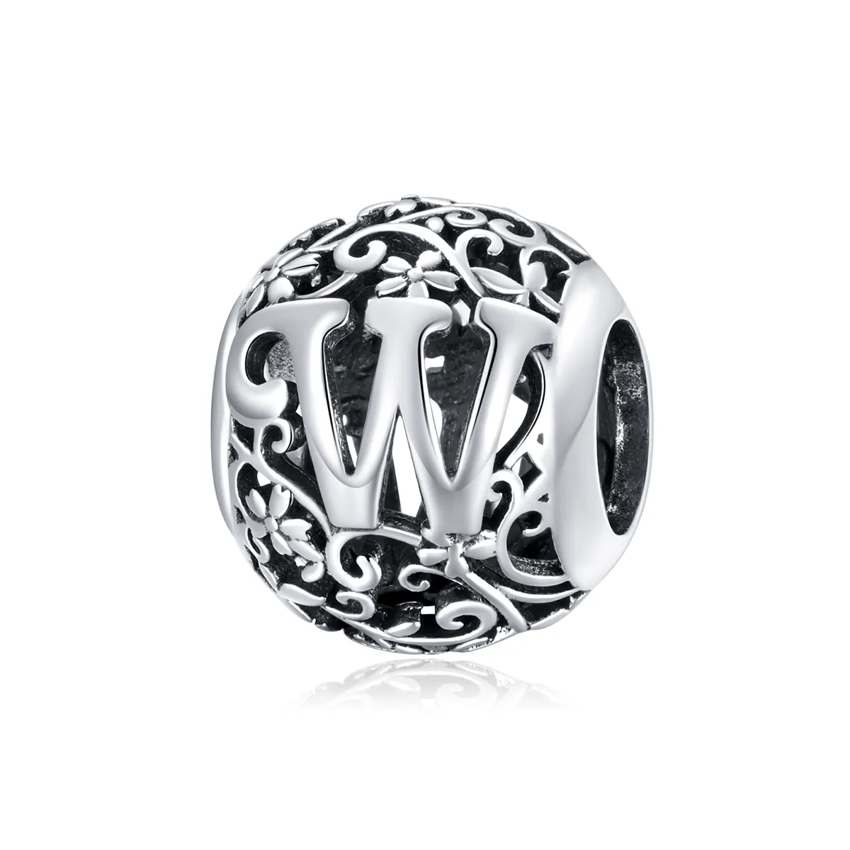 Openwork Flower Letter W Charm - PANDORA Style - SCC1444-W