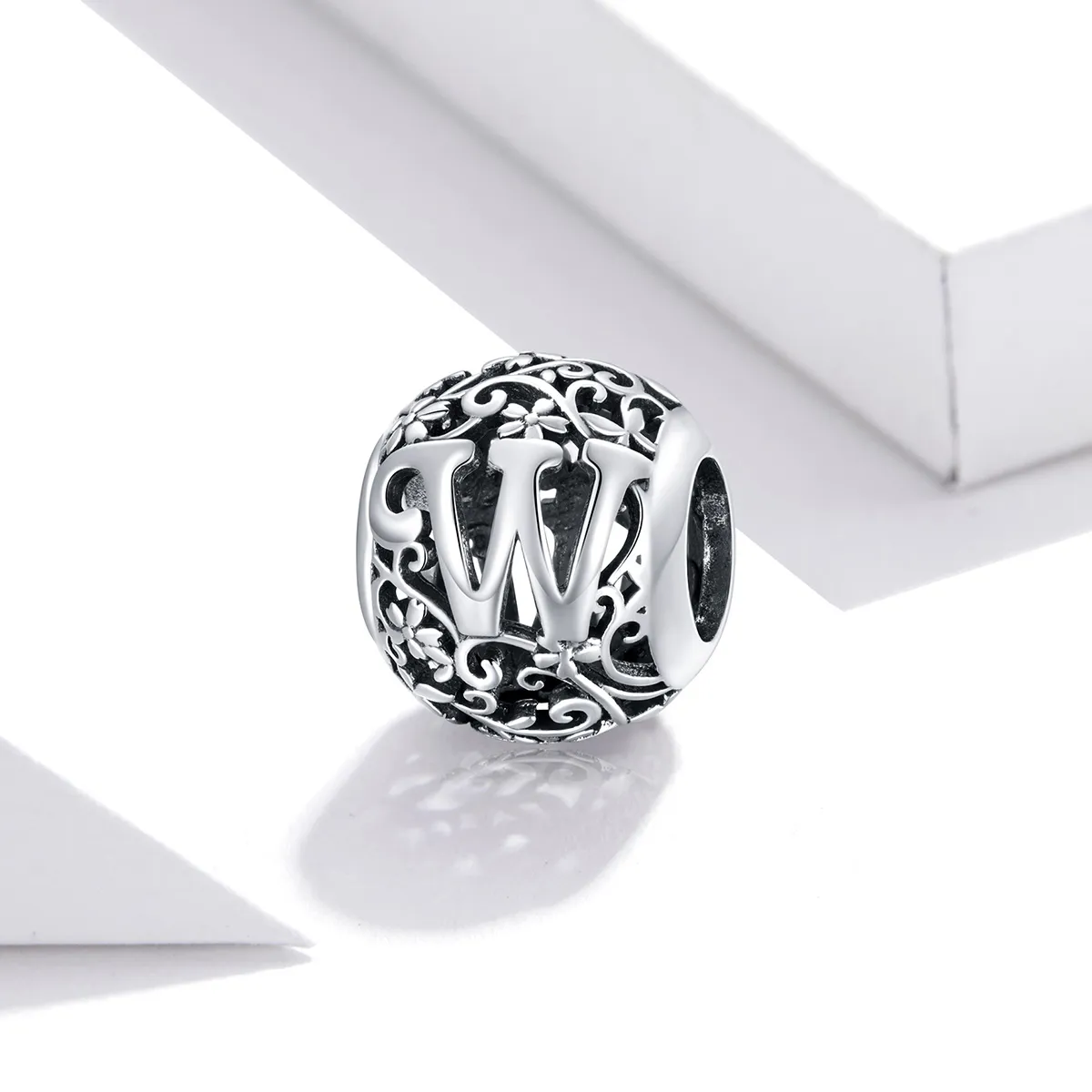 Openwork Flower Letter W Charm - PANDORA Style - SCC1444-W