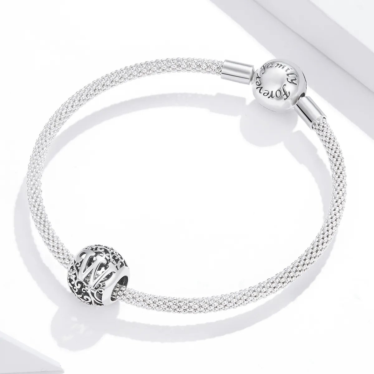 Openwork Flower Letter W Charm - PANDORA Style - SCC1444-W