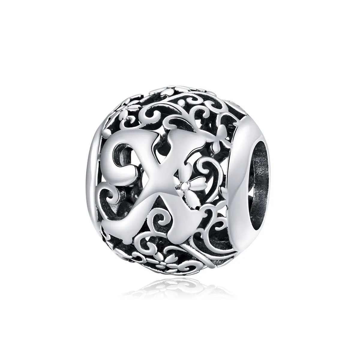 Openwork Flower Letter X Charm - PANDORA Style - SCC1444-X