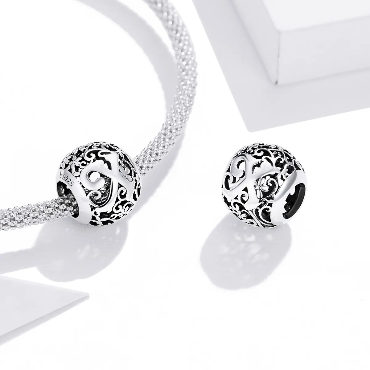 Openwork Flower Letter X Charm - PANDORA Style - SCC1444-X