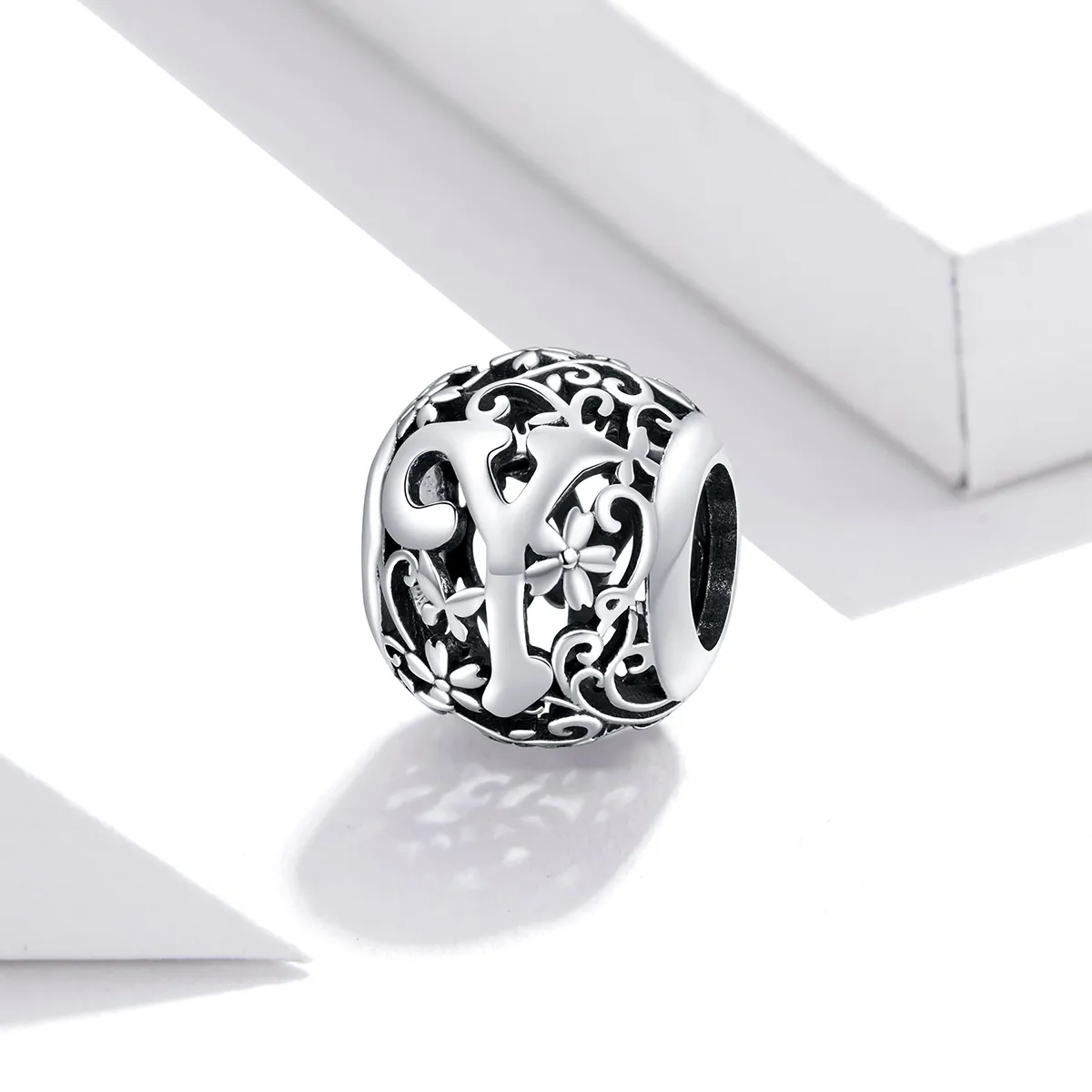 Openwork Flower Letter Y Charm - PANDORA Style - SCC1444-Y