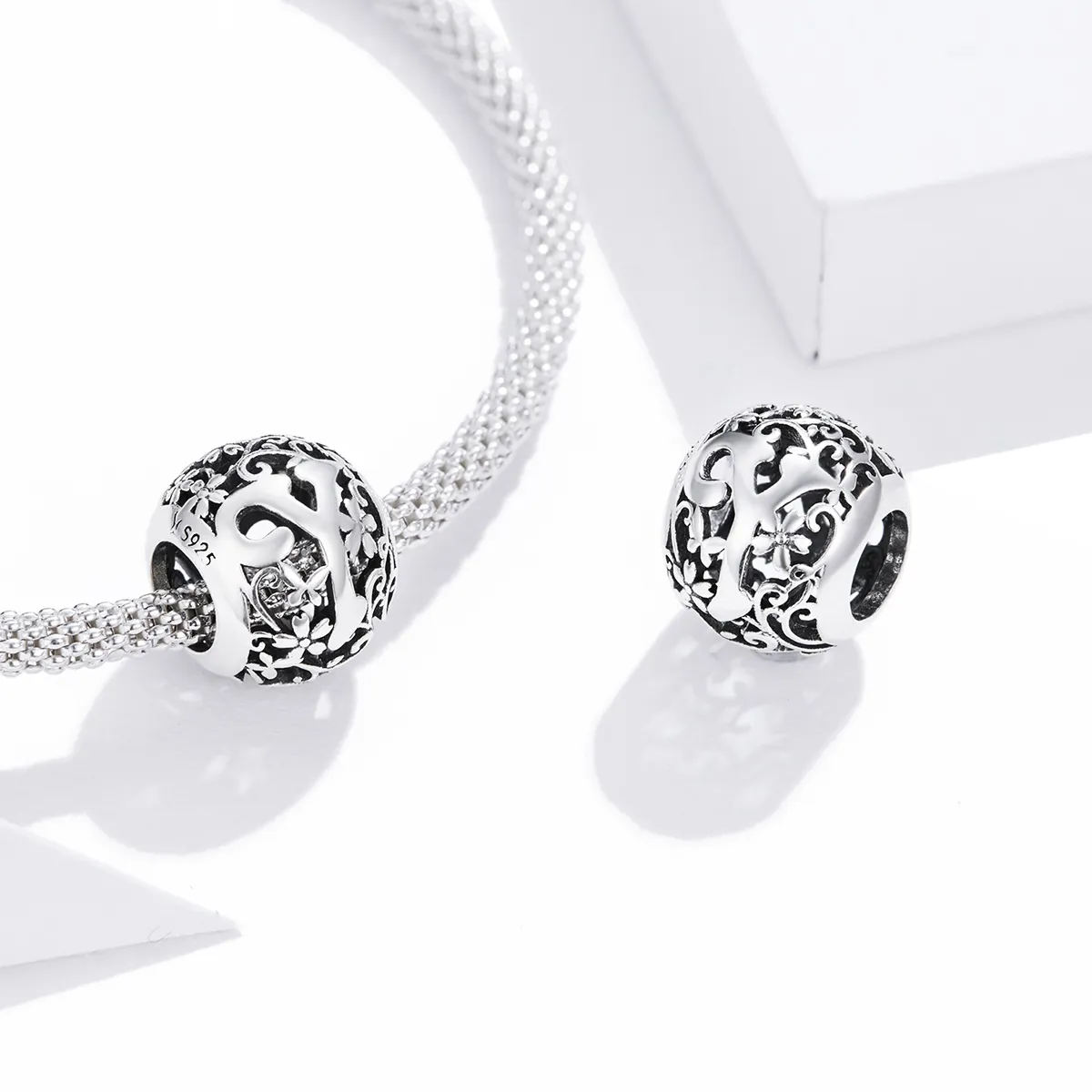 Openwork Flower Letter Y Charm - PANDORA Style - SCC1444-Y