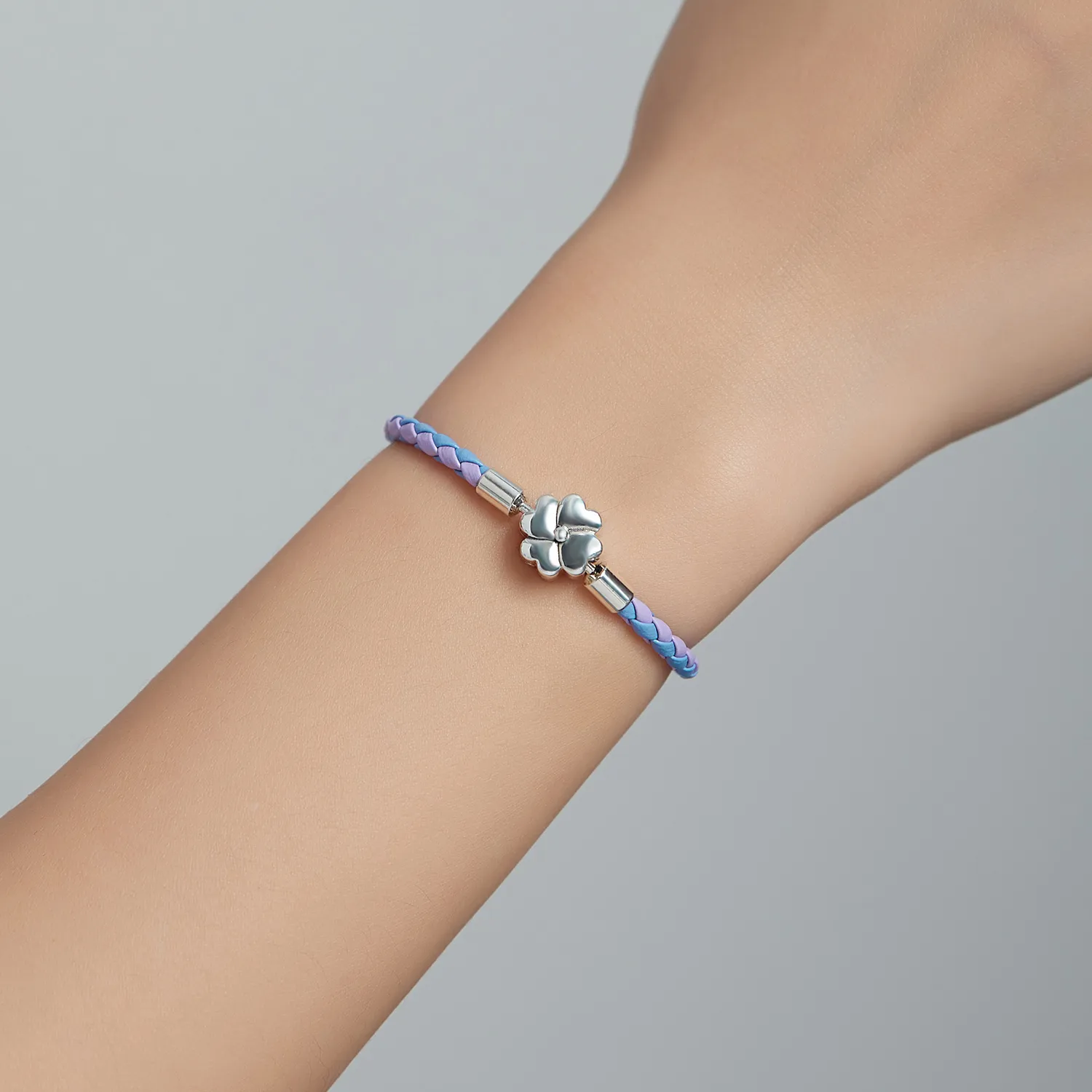 Pandora Style Leather Bracelet, Lucky Clover - SCB214