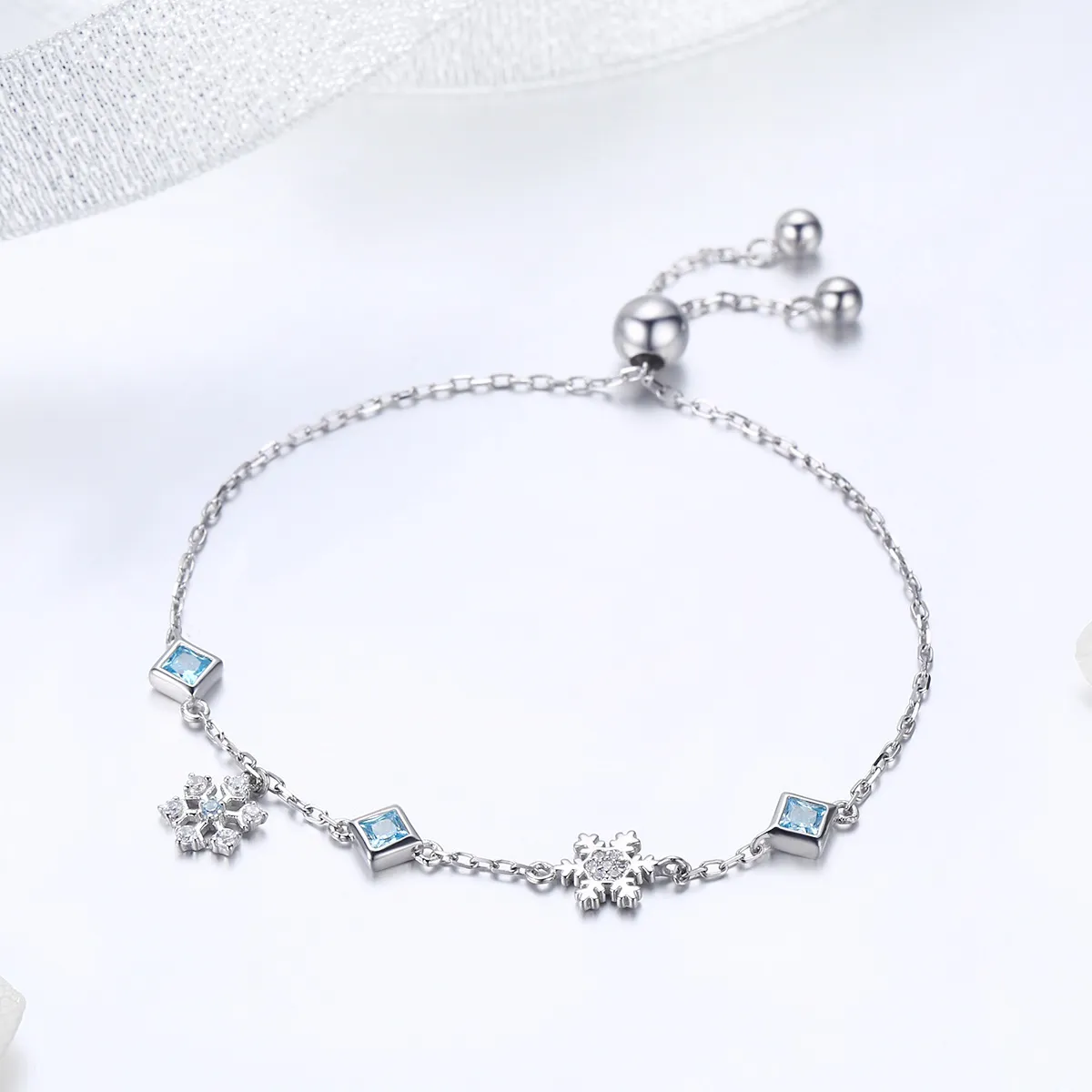 Pandora Style Silver Bracelet Dancing Snowflake - BSB001