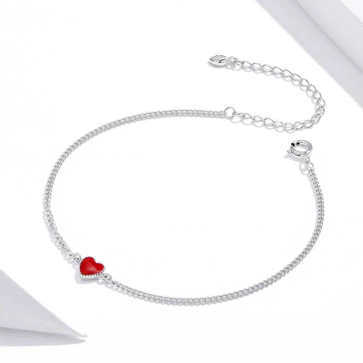 Red Pandora Style Silver Bracelet Heart - SCB182