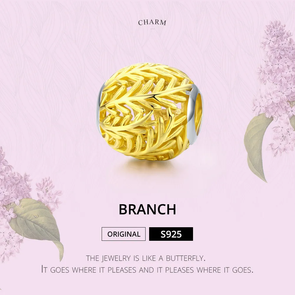 Pandora Style 18ct Gold Plated Charm, Branch - SCC1332