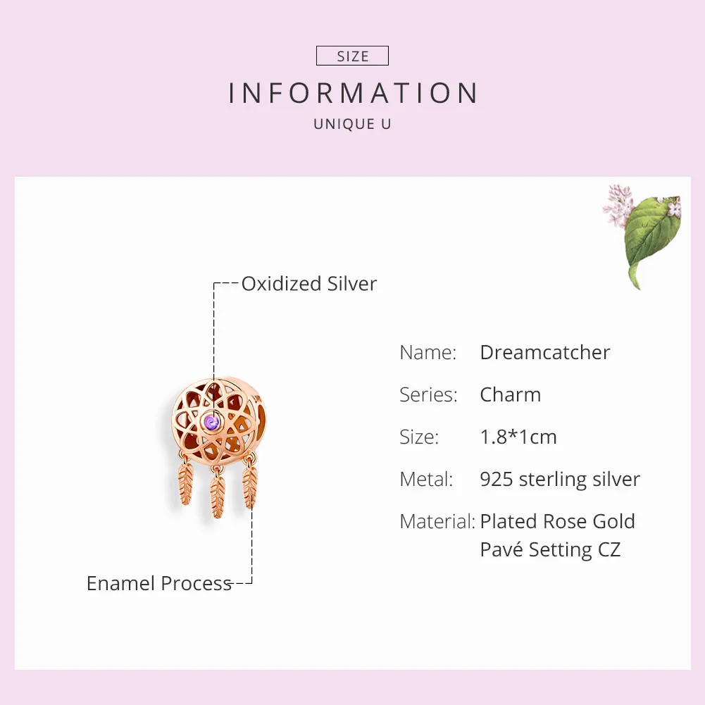 Pandora Style Charm, Dream Catcher Rose Gold - SCC330-C