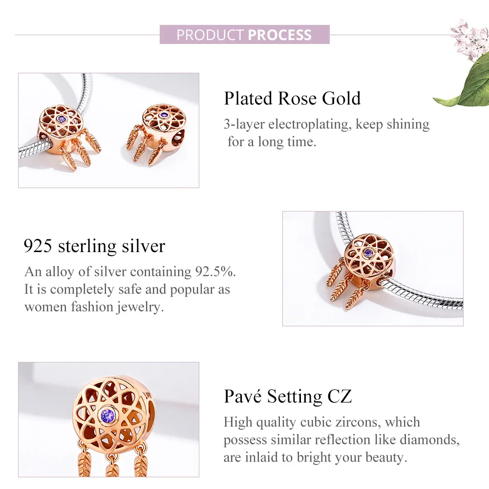 Pandora Style Charm, Dream Catcher Rose Gold - SCC330-C