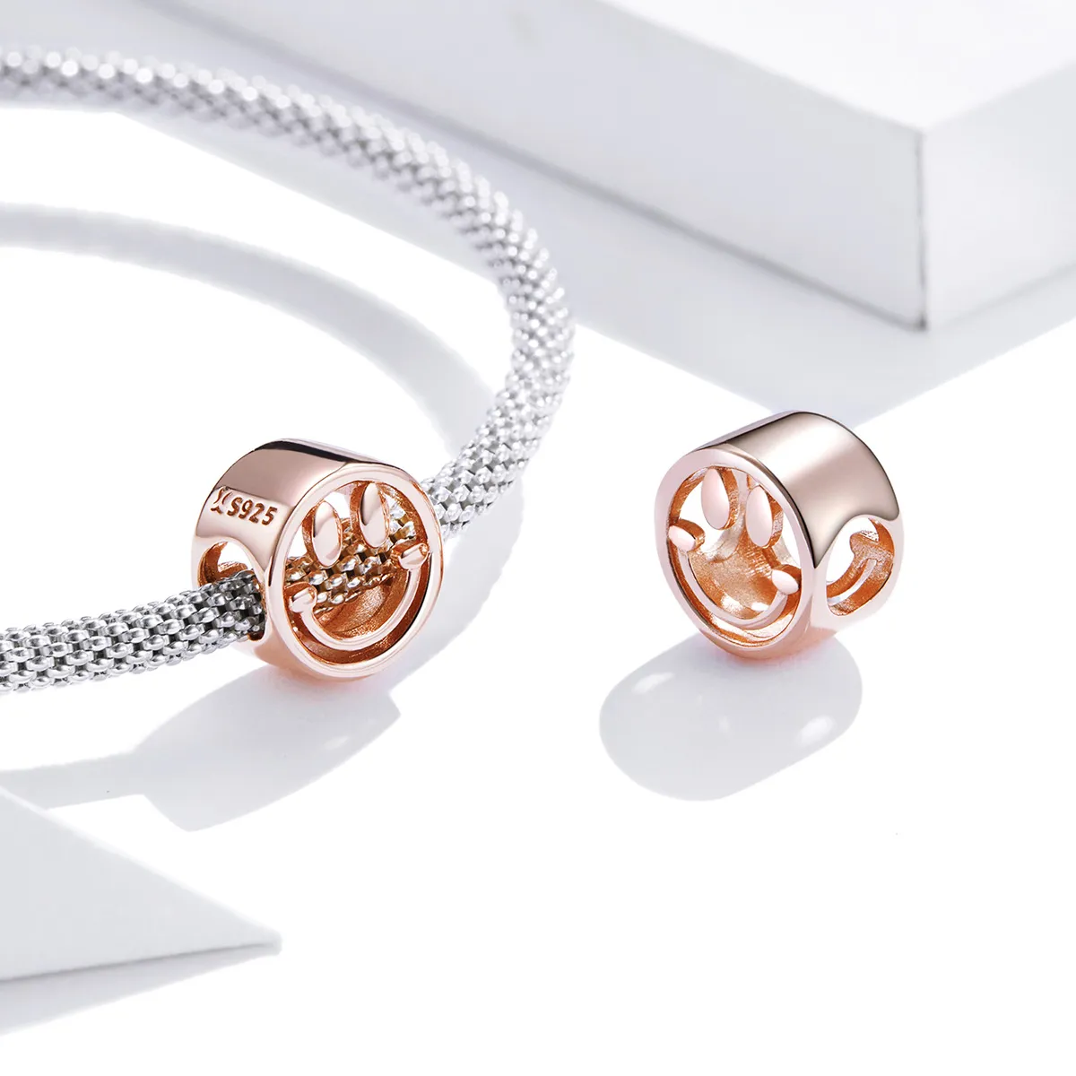 Pandora Style Rose Gold Charm, Lucky Smile - SCC1787