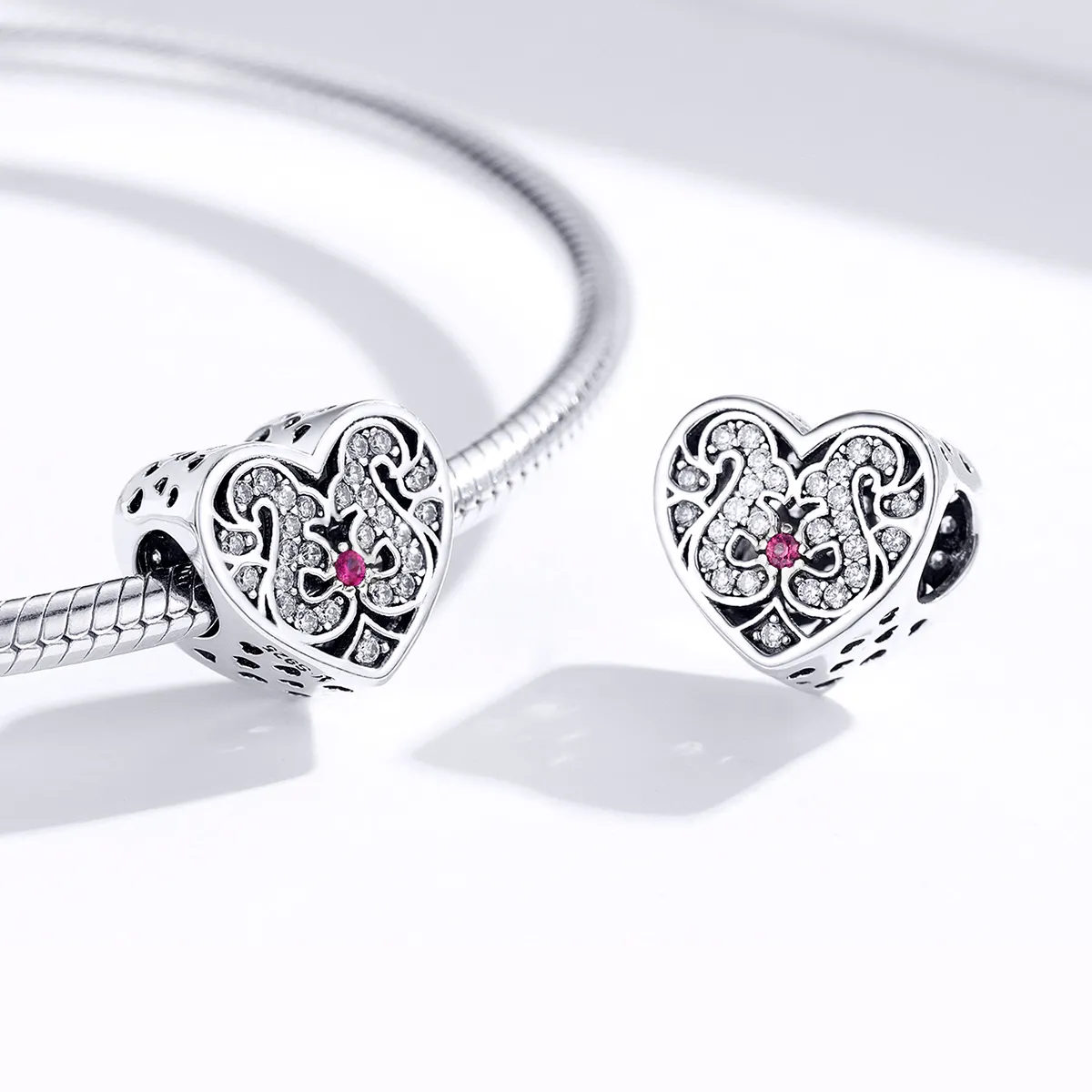 Pandora Style Silver Charm, Always In My Heart - SCC1415