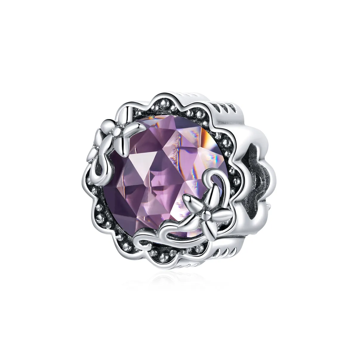 Pandora Style Silver Charm, Amethyst Pattern - SCC1796