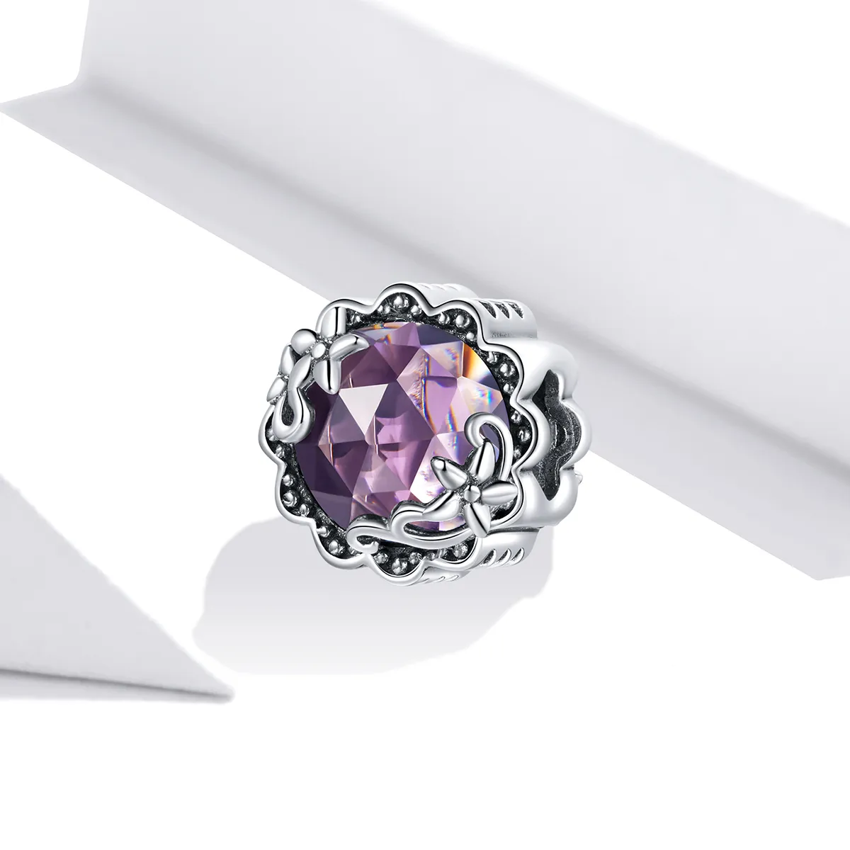 Pandora Style Silver Charm, Amethyst Pattern - SCC1796