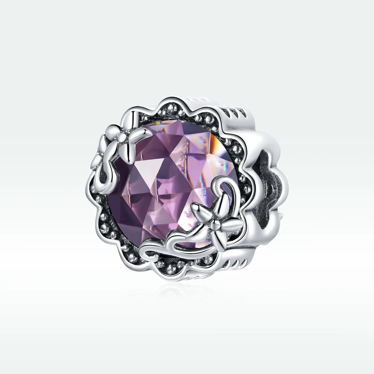 Pandora Style Silver Charm, Amethyst Pattern - SCC1796