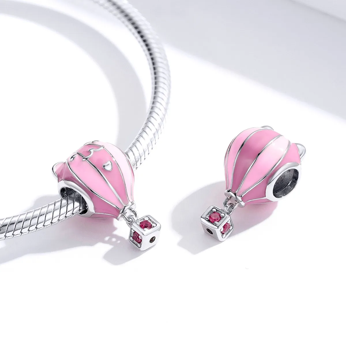 Pandora Style Silver Charm, Animal Ballon, Pink Enamel - SCC1378