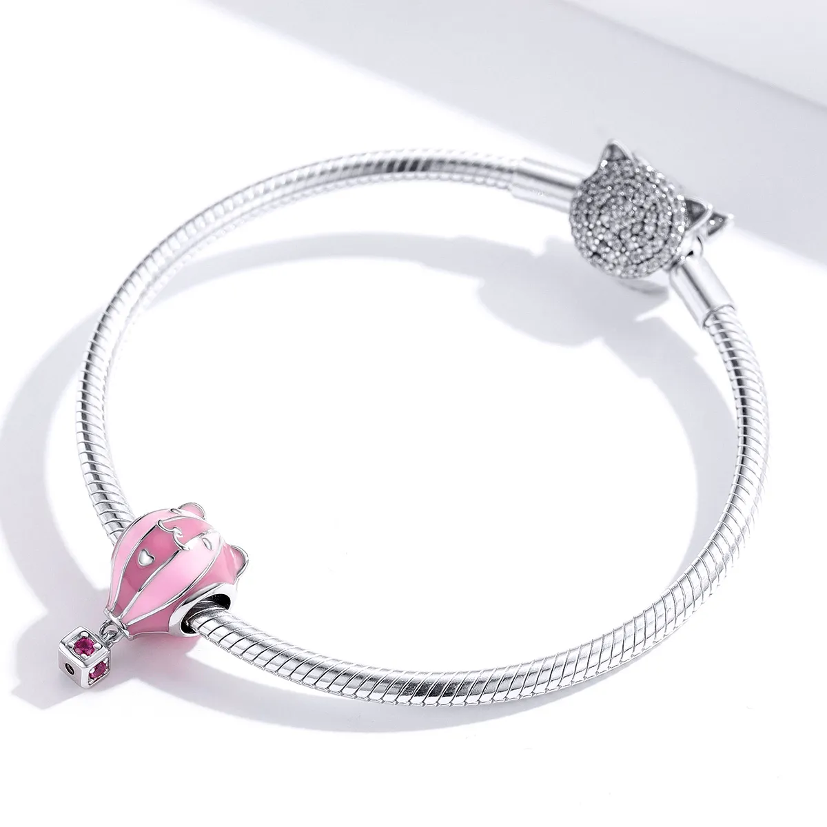 Pandora Style Silver Charm, Animal Ballon, Pink Enamel - SCC1378