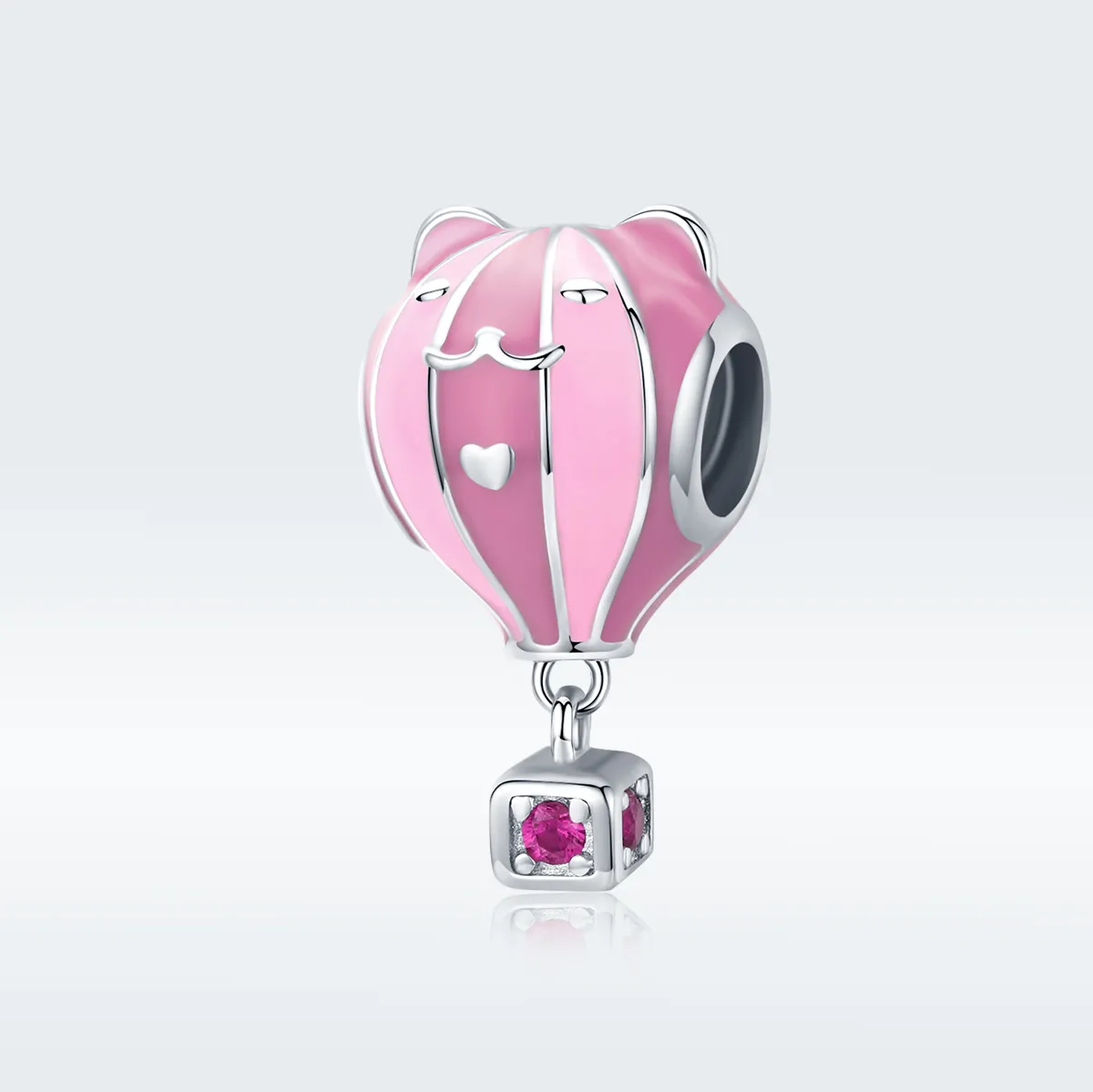 Pandora Style Silver Charm, Animal Ballon, Pink Enamel - SCC1378