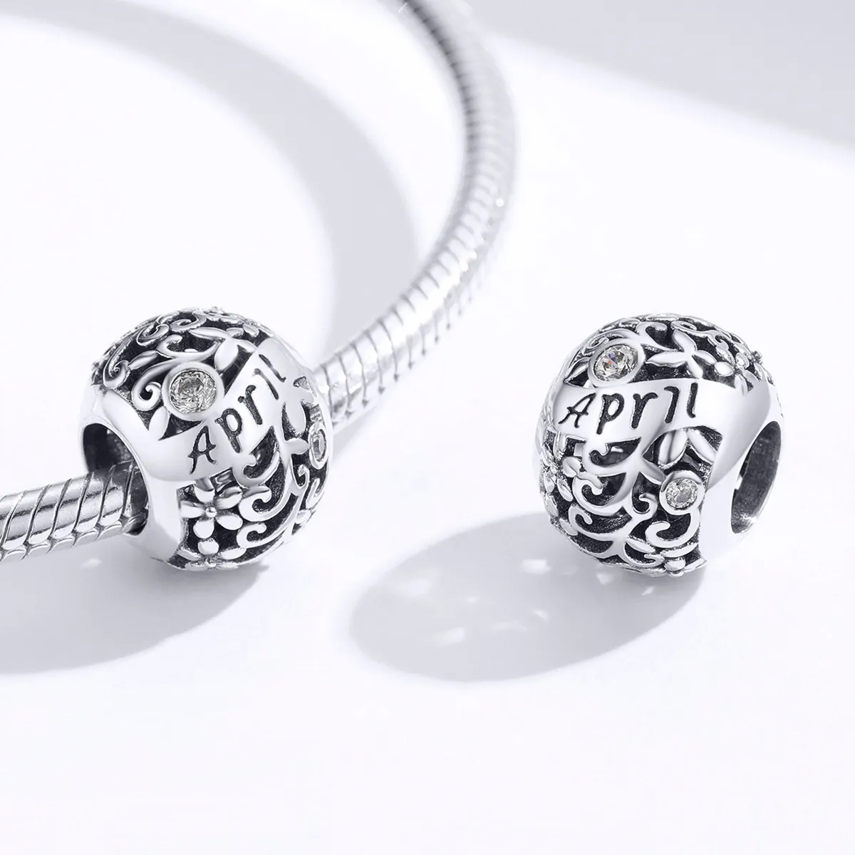 Pandora Style Silver Charm, April Birthstone - SCC1385-4