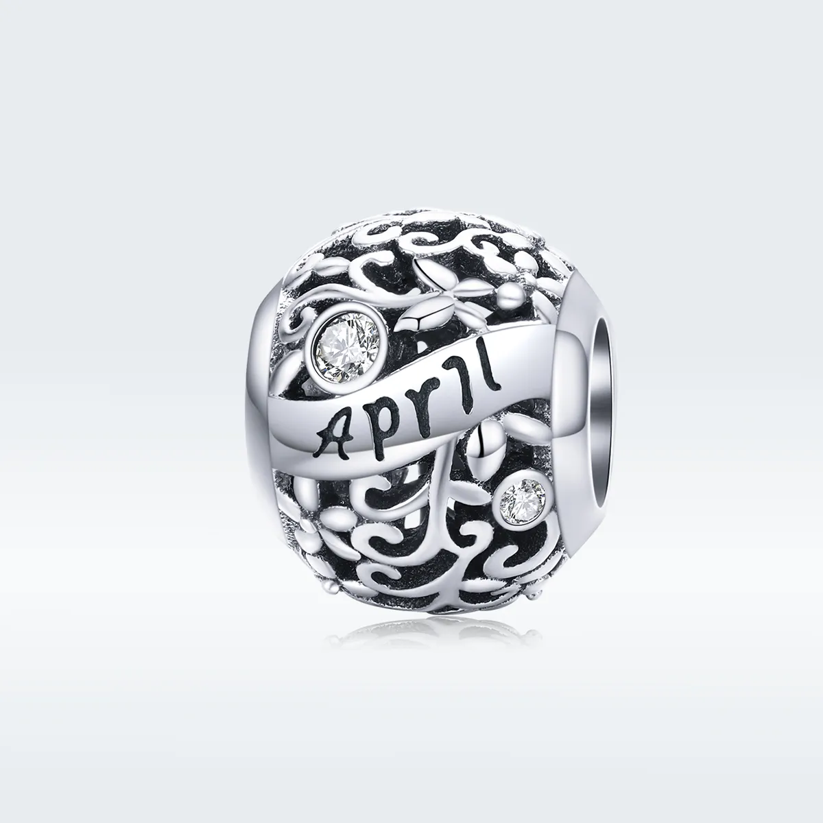 Pandora Style Silver Charm, April Birthstone - SCC1385-4