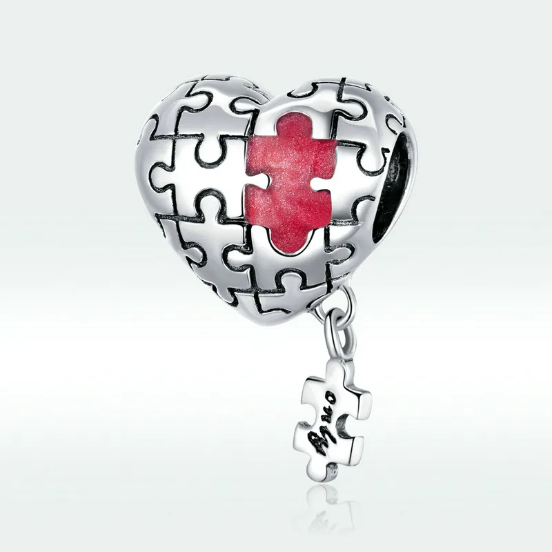 Pandora Style Silver Charm, Autism, Multicolor Enamel - SCC1635