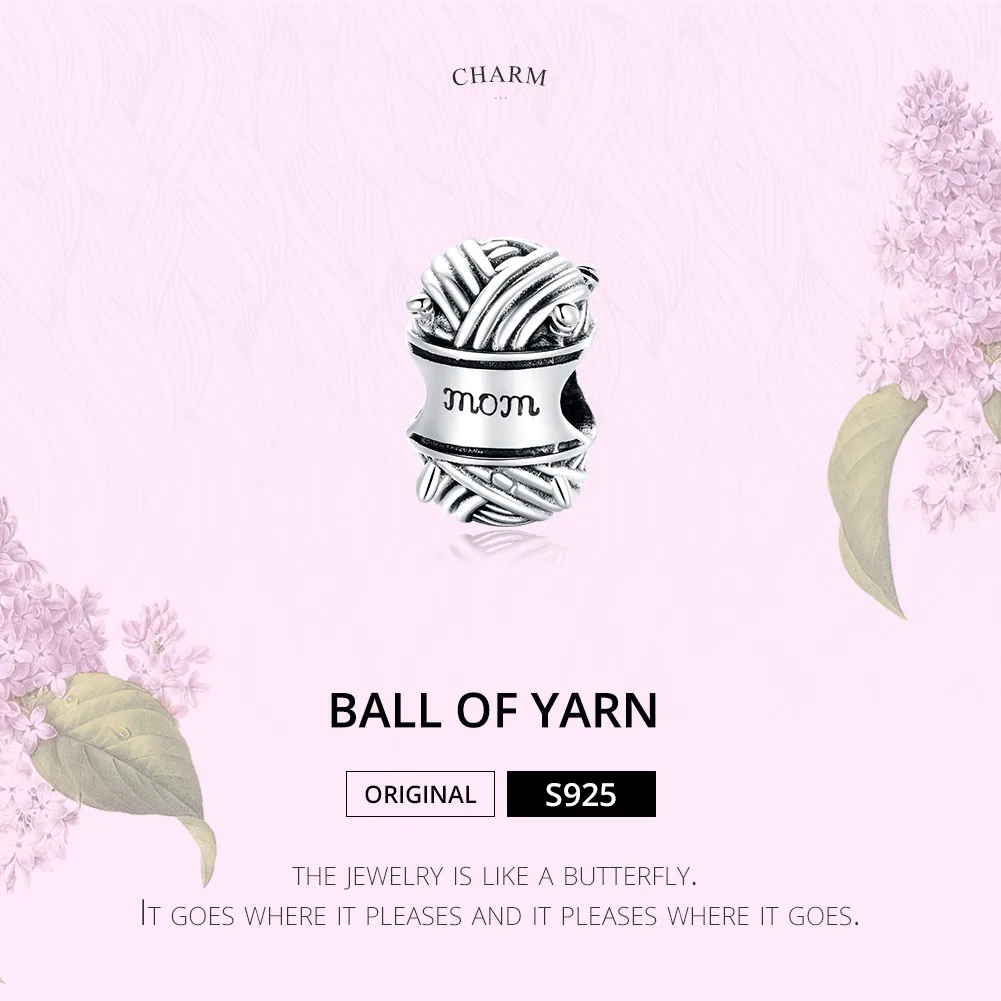 Pandora Style Silver Charm, Ball of Yarn - SCC1654