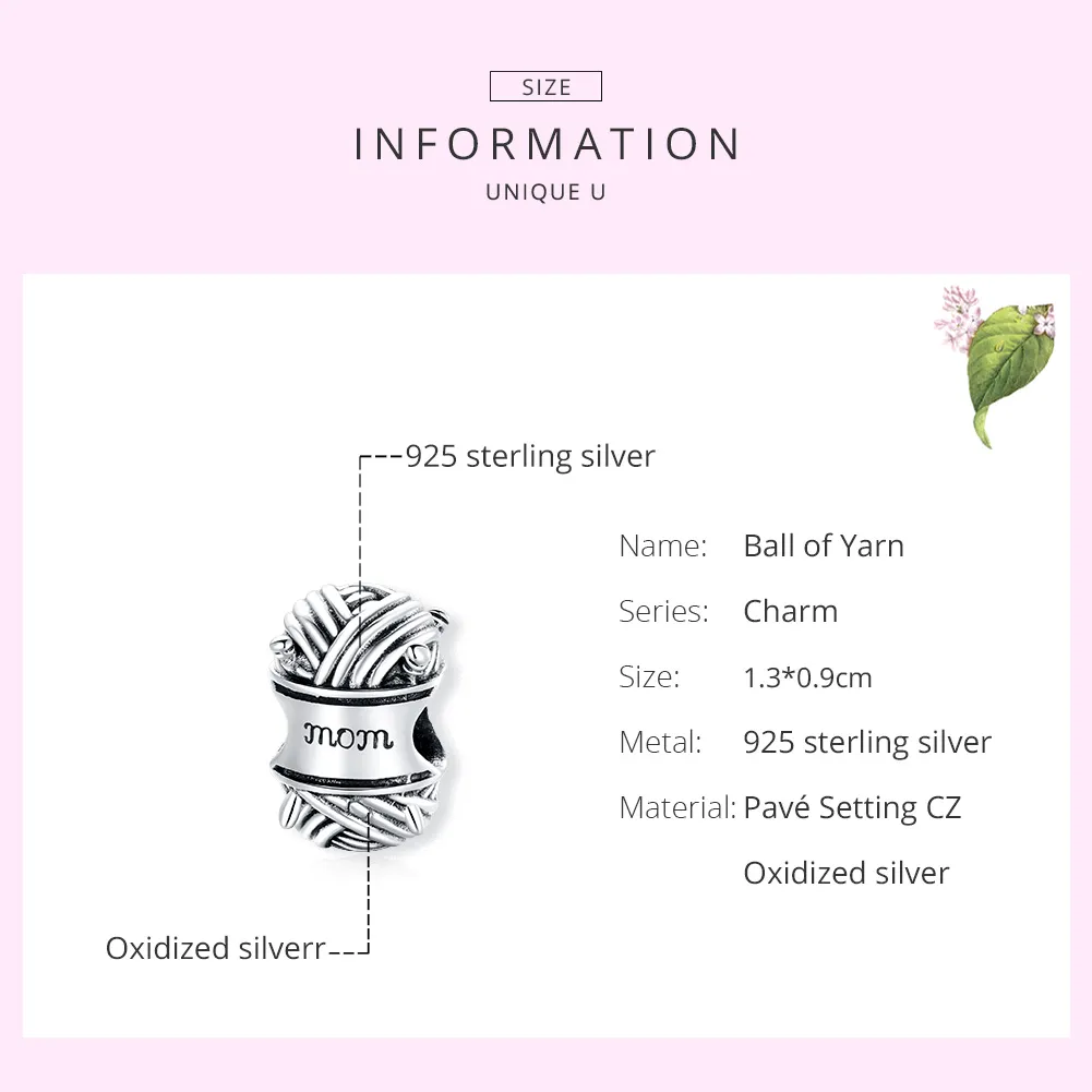 Pandora Style Silver Charm, Ball of Yarn - SCC1654