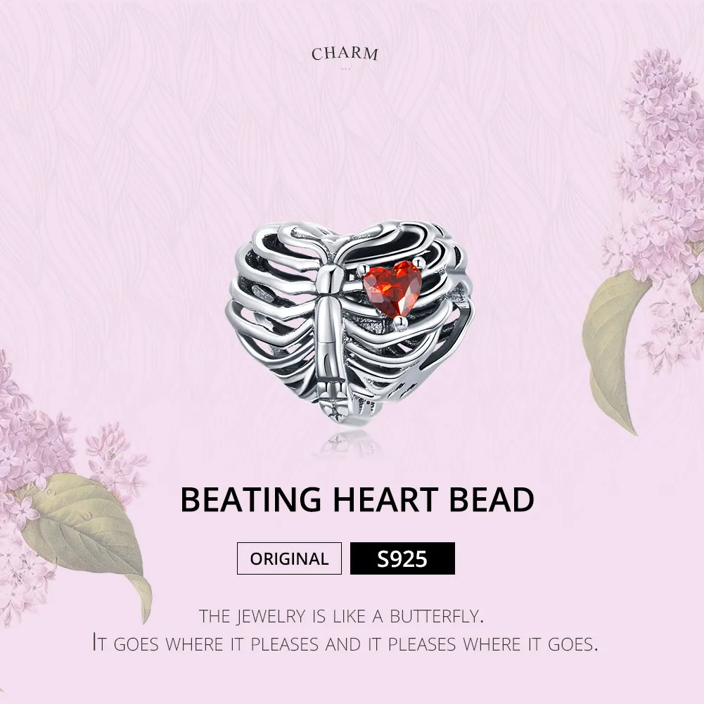 Pandora Style Silver Charm, Beating Heart - SCC1764