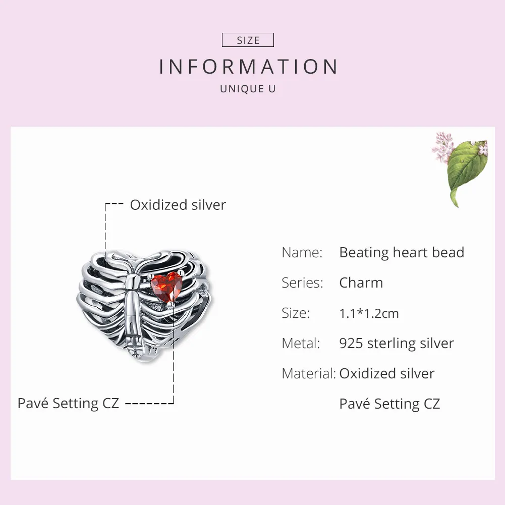 Pandora Style Silver Charm, Beating Heart - SCC1764