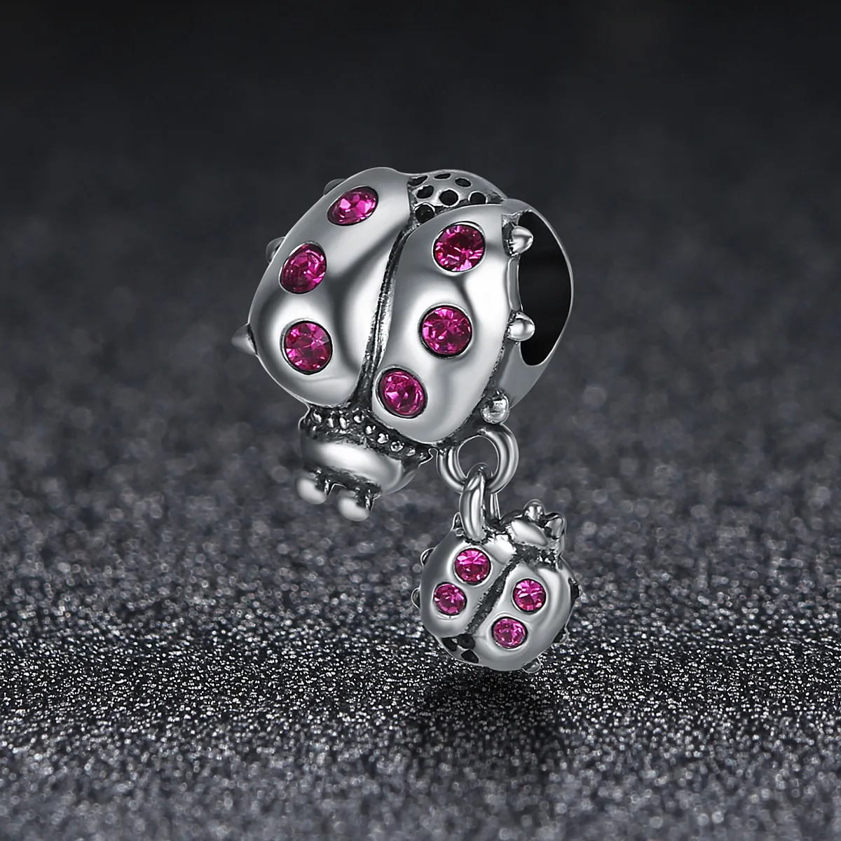 Pandora Style Silver Charm, Beatles' Story, Magenta Pink Enamel - SCC364