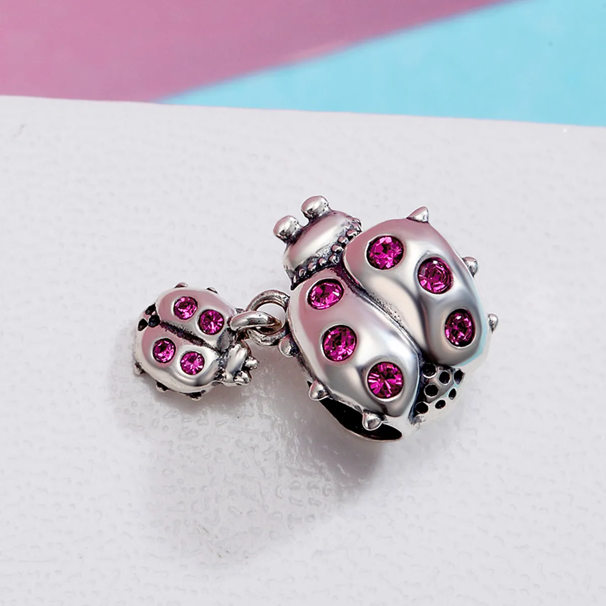 Pandora Style Silver Charm, Beatles' Story, Magenta Pink Enamel - SCC364