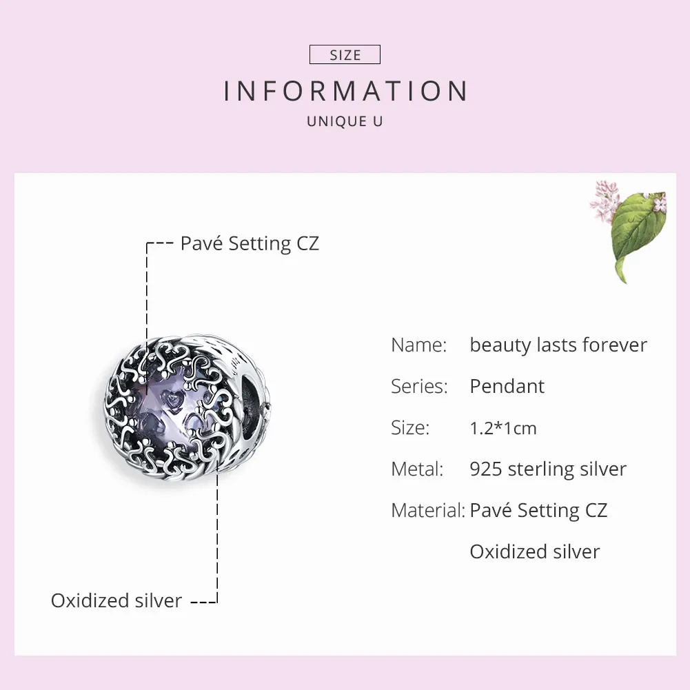 Pandora Style Silver Charm, Beauty Lasts Forever - SCC1791