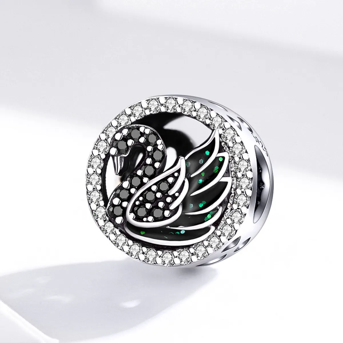 Pandora Style Silver Charm, Black Swan - SCC1342