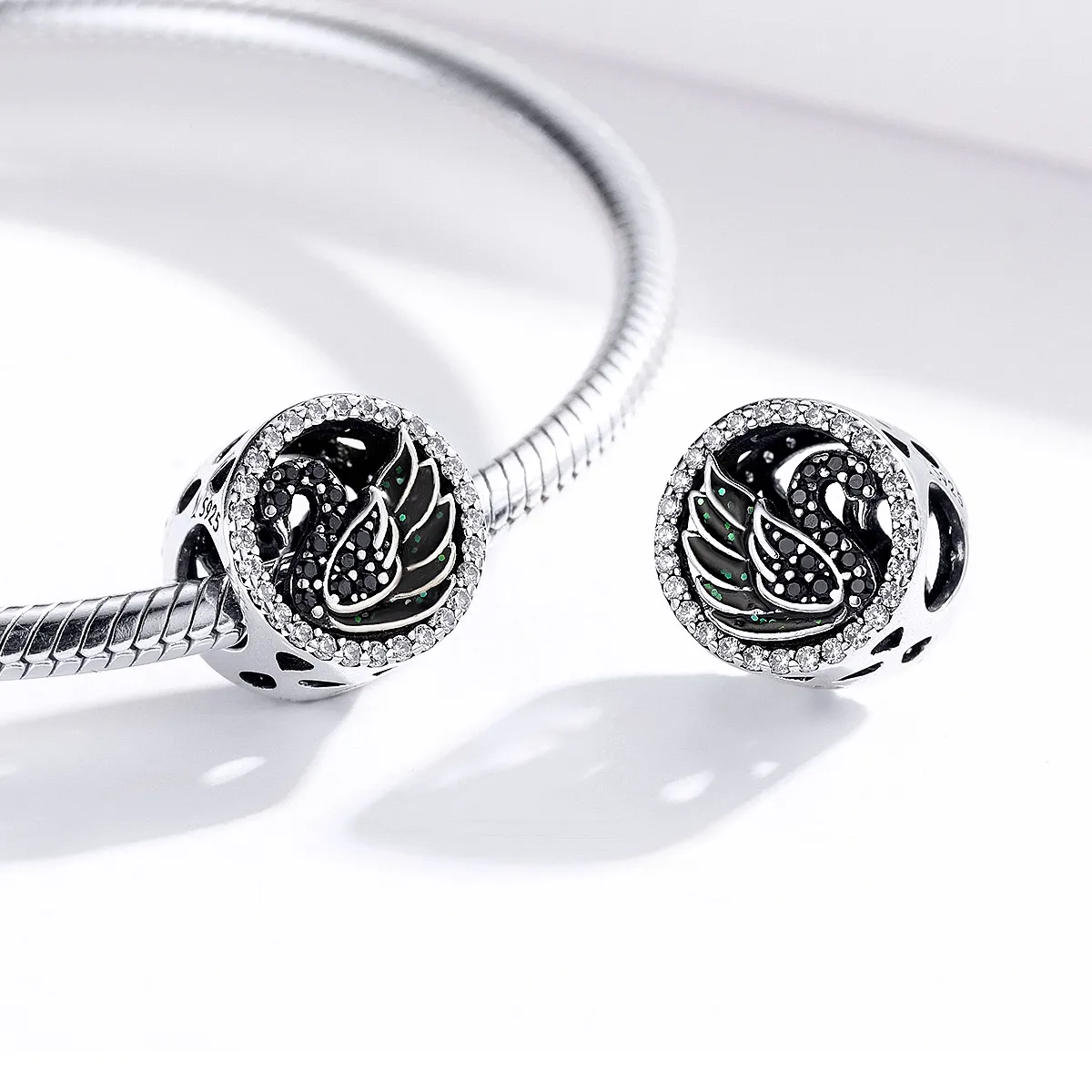 Pandora Style Silver Charm, Black Swan - SCC1342