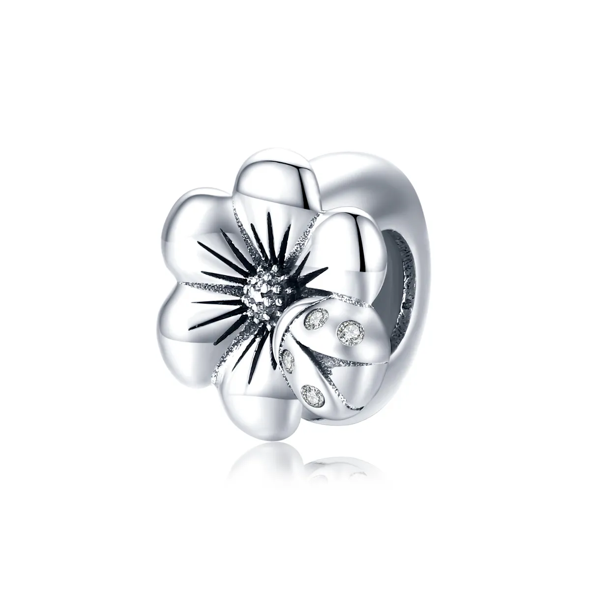 Pandora Style Silver Charm, Blooming Flower - SCC1722