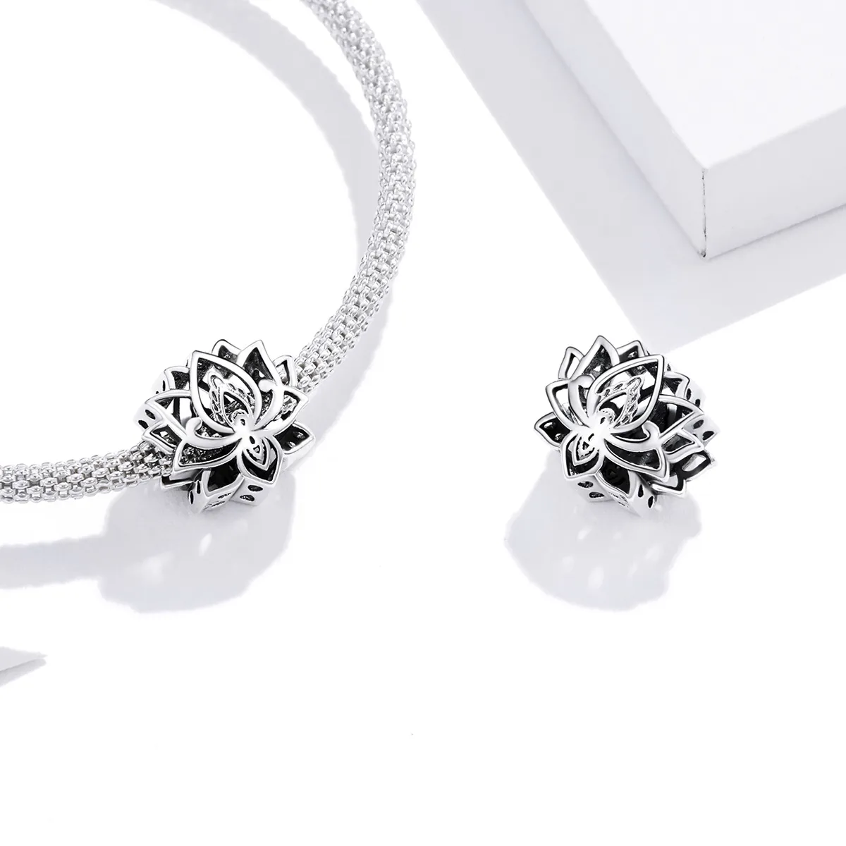 Pandora Style Silver Charm, Blooming Lotus - SCC1724