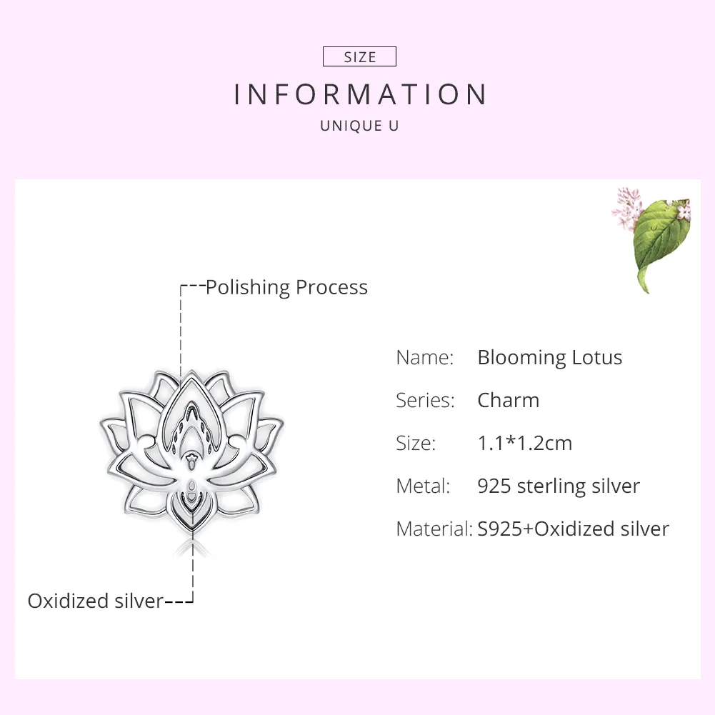 Pandora Style Silver Charm, Blooming Lotus - SCC1724