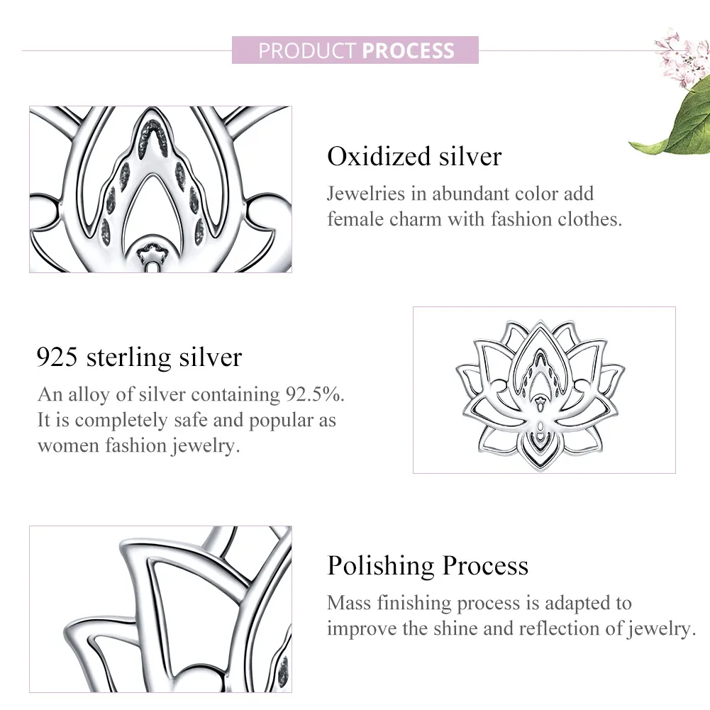 Pandora Style Silver Charm, Blooming Lotus - SCC1724