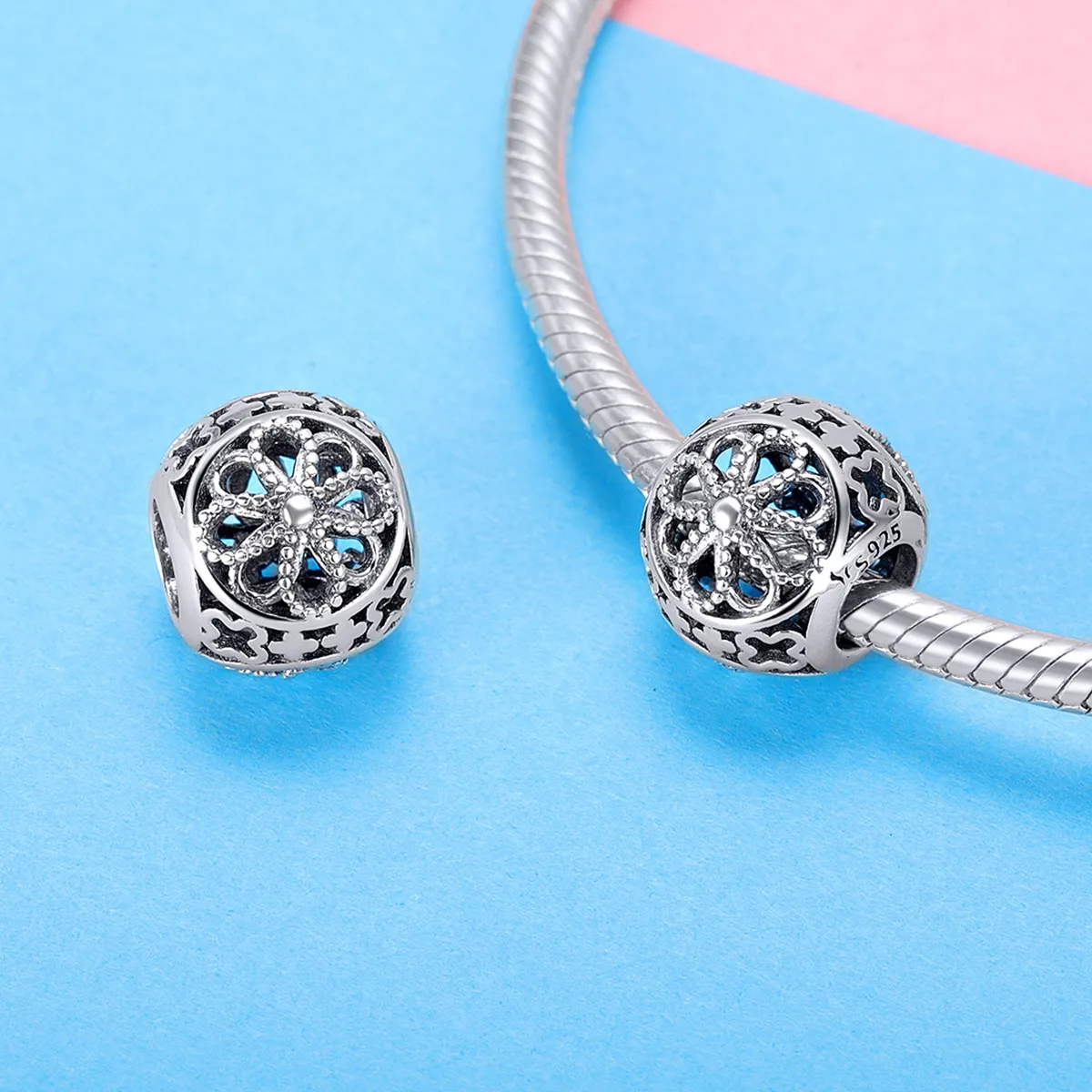 Pandora Style Silver Charm, Blossoms - SCC899