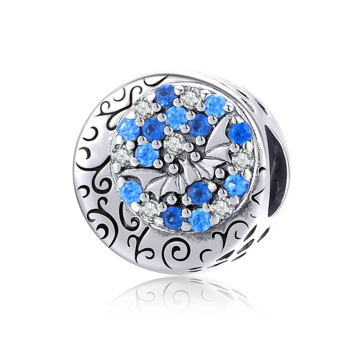 Pandora Style Silver Charm, Blue Stone Mysterious Bat - SCC1554