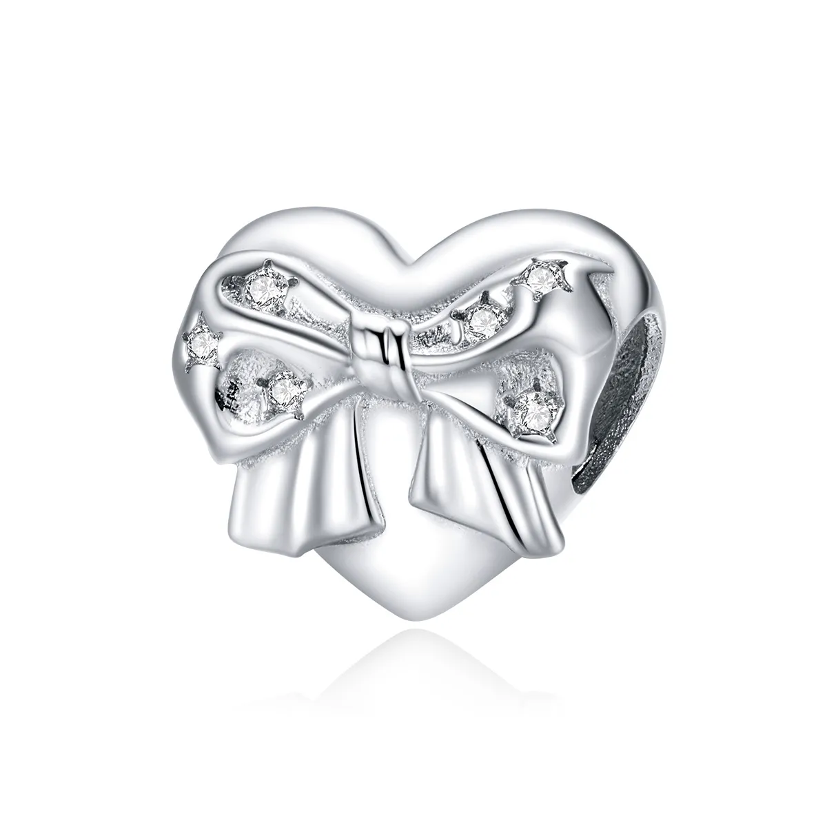 Pandora Style Silver Charm, Bow & Love Heart - BSC381