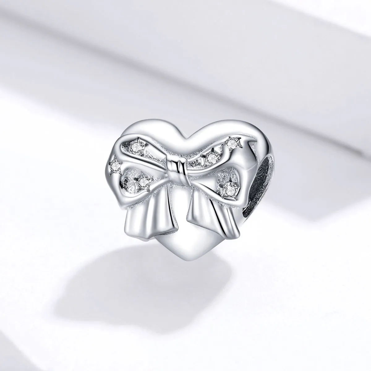 Pandora Style Silver Charm, Bow & Love Heart - BSC381