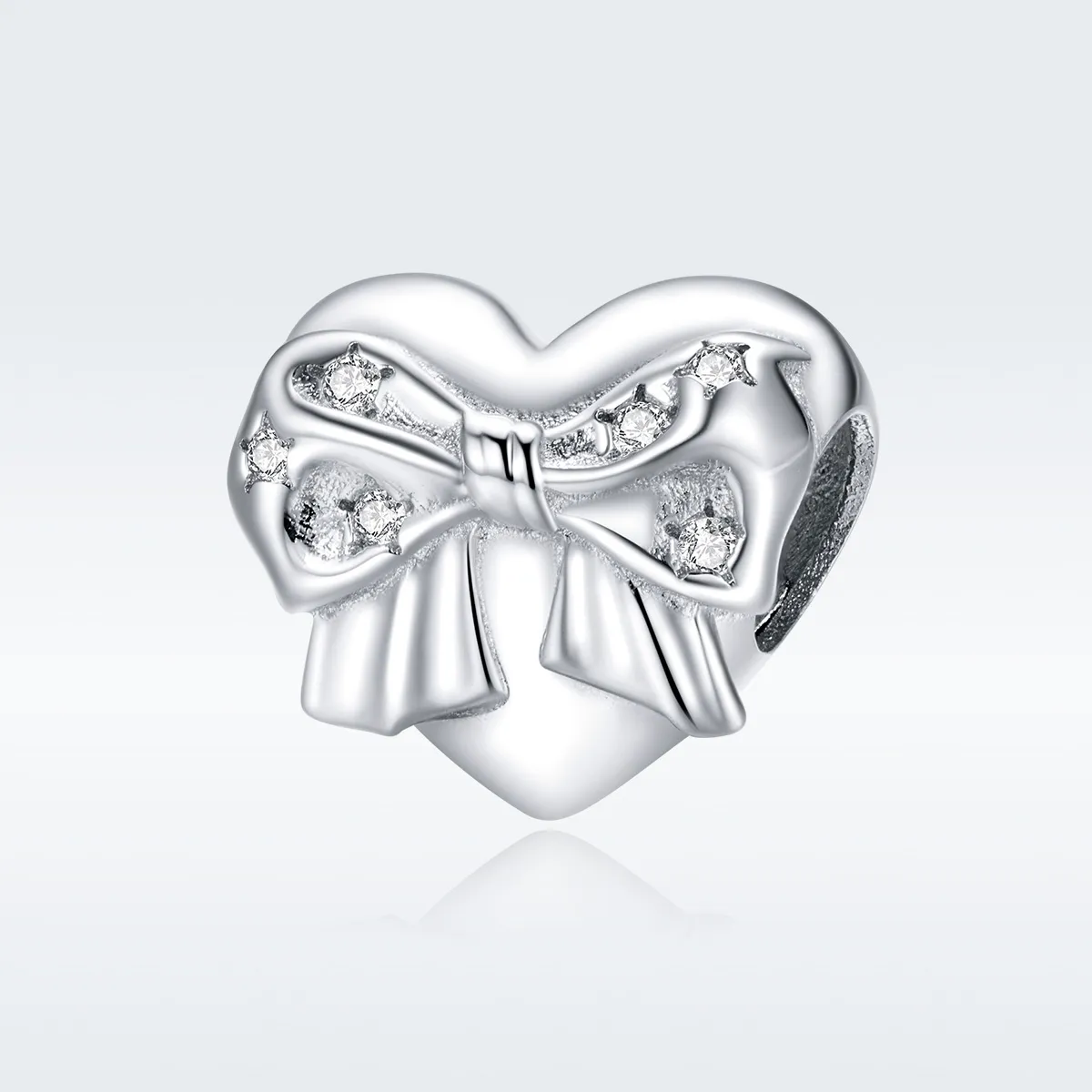 Pandora Style Silver Charm, Bow & Love Heart - BSC381