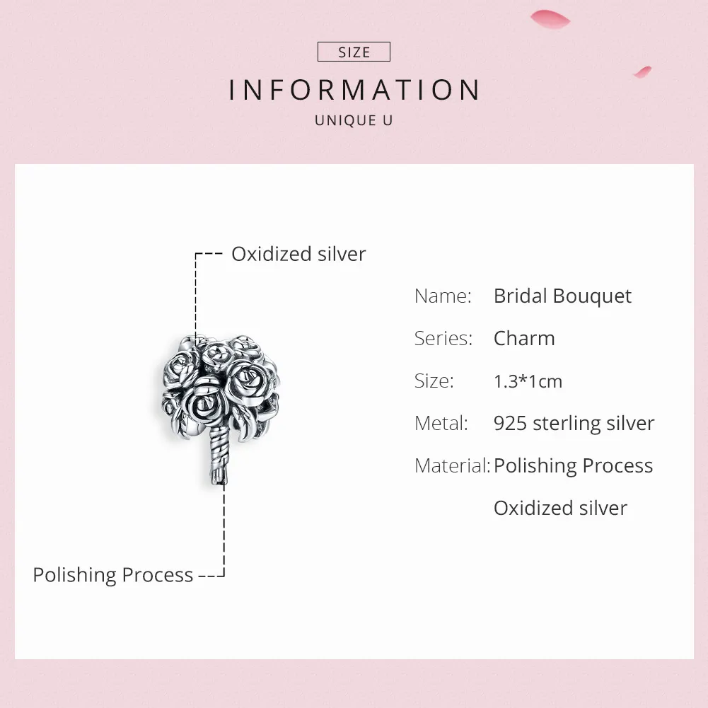 Pandora Style Silver Charm, Brdal Bouquet - SCC1566