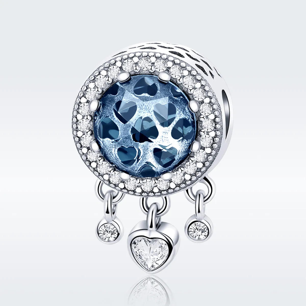 Pandora Style Silver Charm, Bright Crystal Heart - SCC724