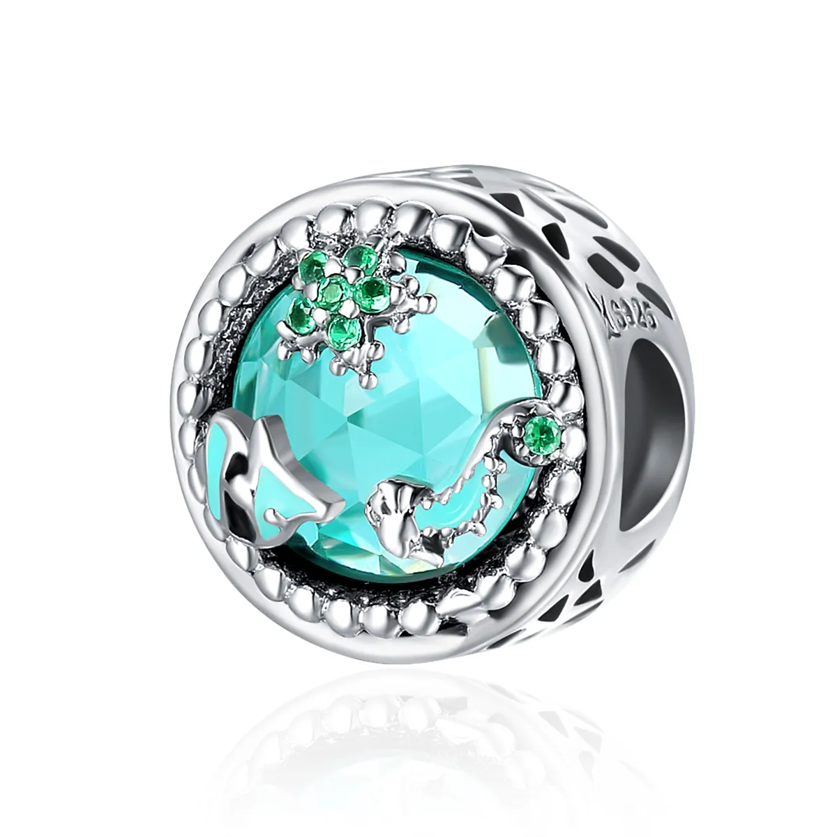 Pandora Style Silver Charm, Bright Stars, Green Enamel - SCC246