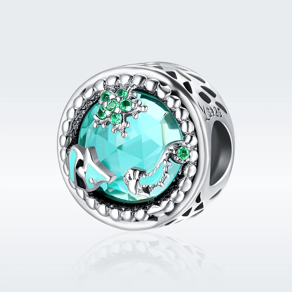 Pandora Style Silver Charm, Bright Stars, Green Enamel - SCC246