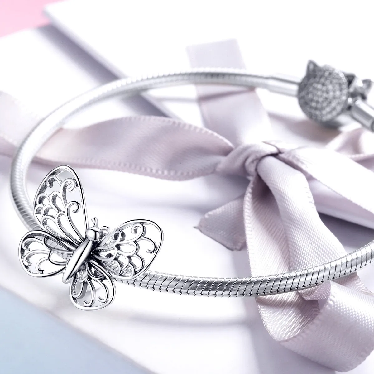 Pandora Style Silver Charm, Butterfly - BSC062